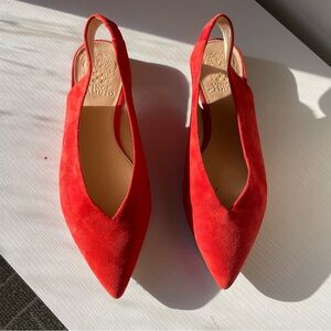 Vince Camuto Red Suede Matilda Slingback Flats Size 7